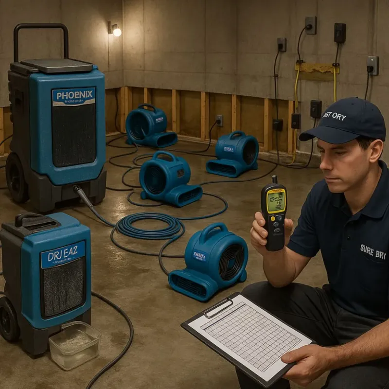 Structural Drying and Dehumidification process in Clermont, IN